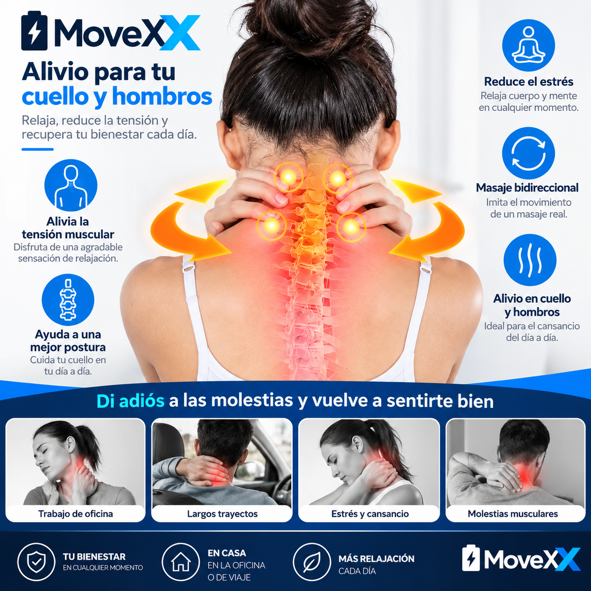 Masajeador Cervical, Masajeador Cuello Eléctrico Portátil Inteligente