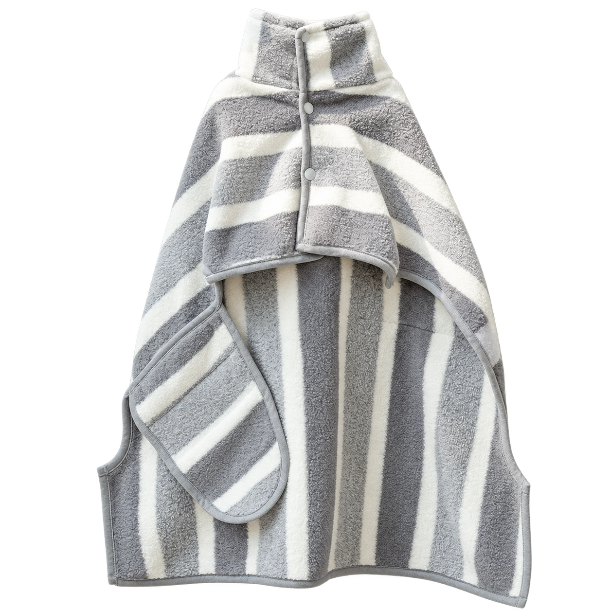 Albornoz gris y blanco